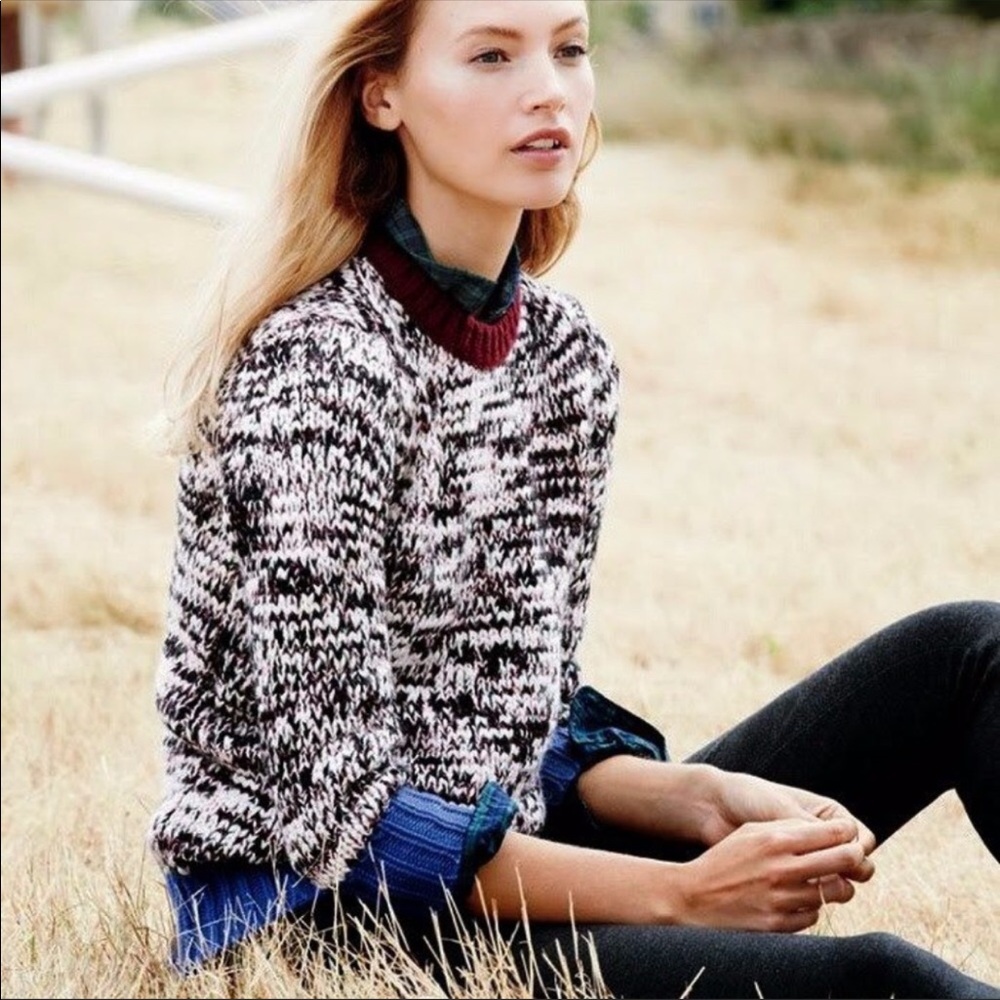 J CREW marled color block wool blend sweater